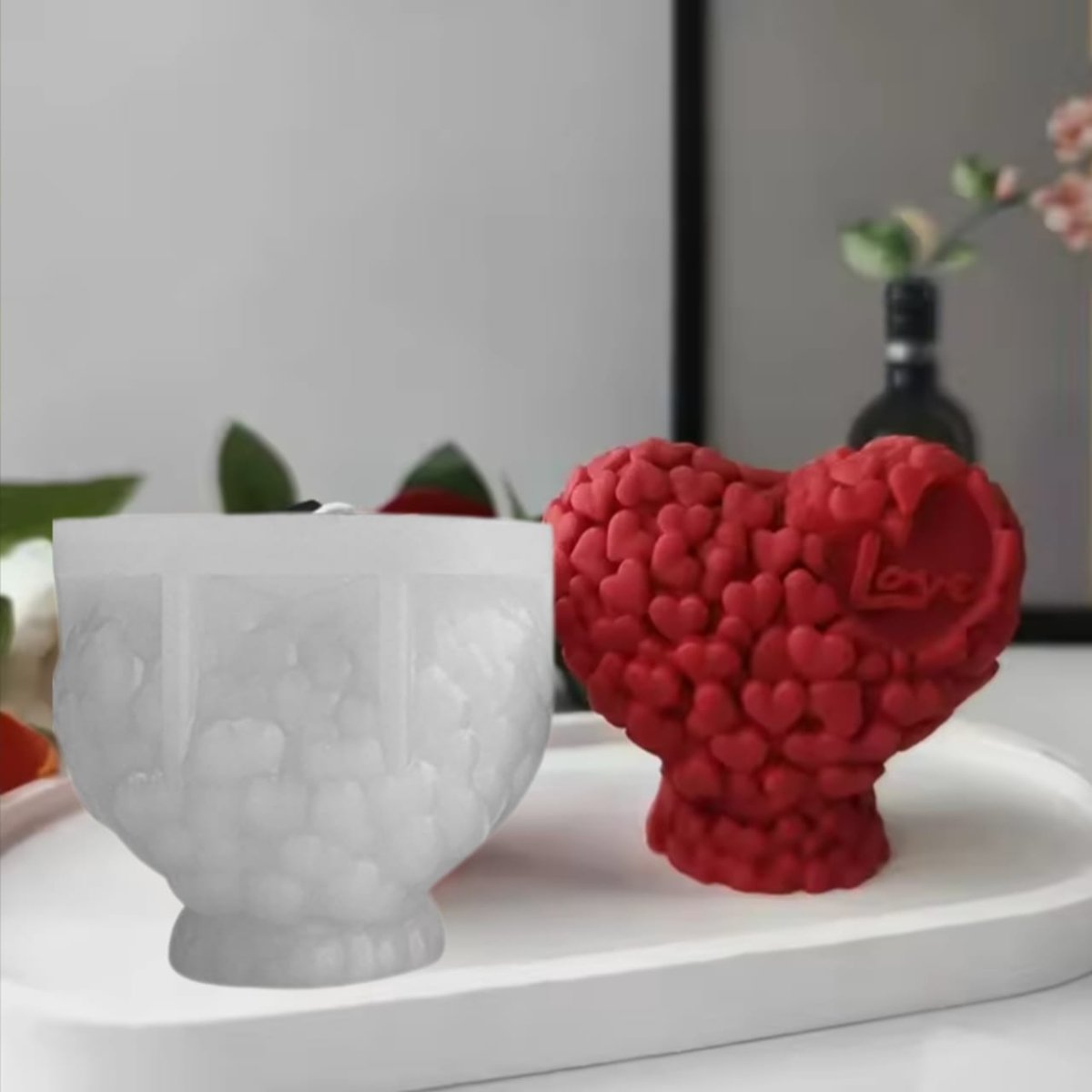 Lyba moulds 3D Valentine's Love Heart Silicone Mould for Candle Chocolate - Bakeware India