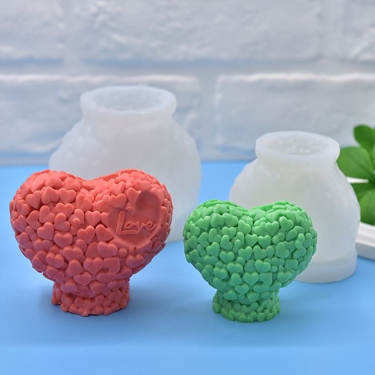 Lyba moulds 3D Valentine's Love Heart Silicone Mould for Candle Chocolate - Bakeware India