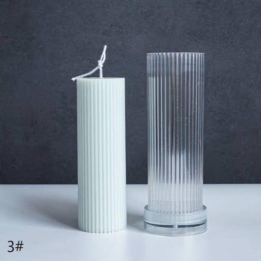 Lyba moulds 3D Vertical Cylinder Pillar Polycarbonate Candle Silicone Mould - Bakeware India