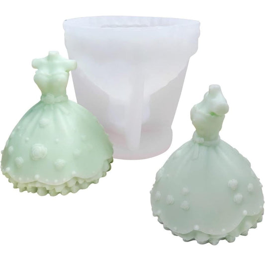 Lyba Moulds 3D Wedding Dress Fondant Chocolate Candle Silicone Mould - Bakeware India
