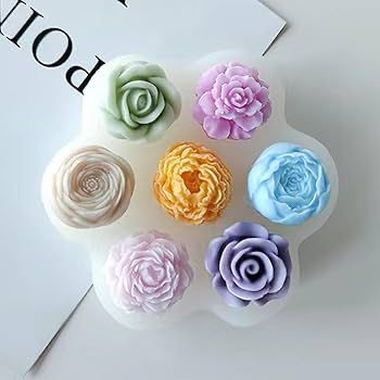 Lyba Moulds Assorted Rose Peony Flower Candle Silicone Mould, 7Cavity - Bakeware India