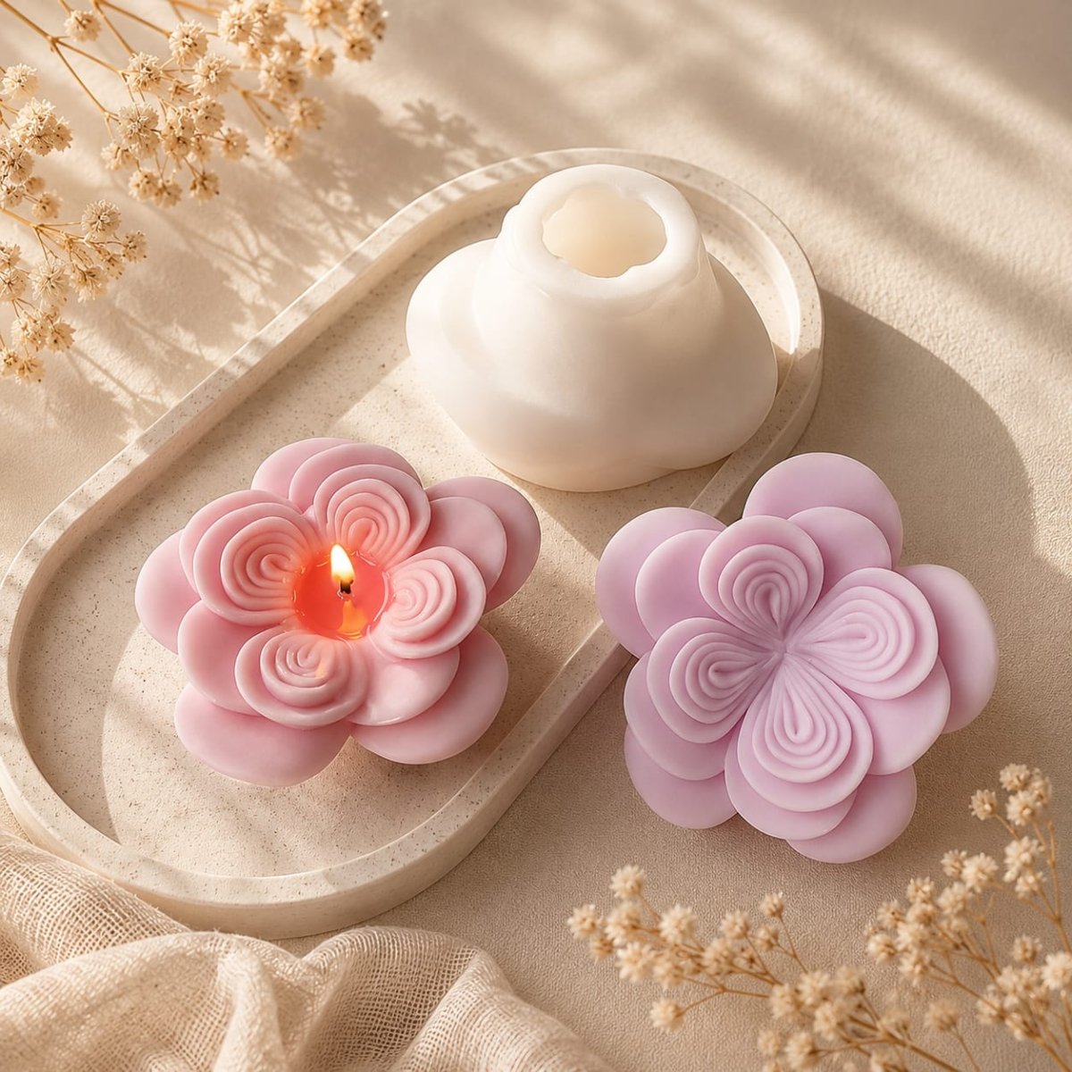 Lyba moulds Austin Origami Rose Flower Aromatherapy Candle Silicone Mould - Bakeware India