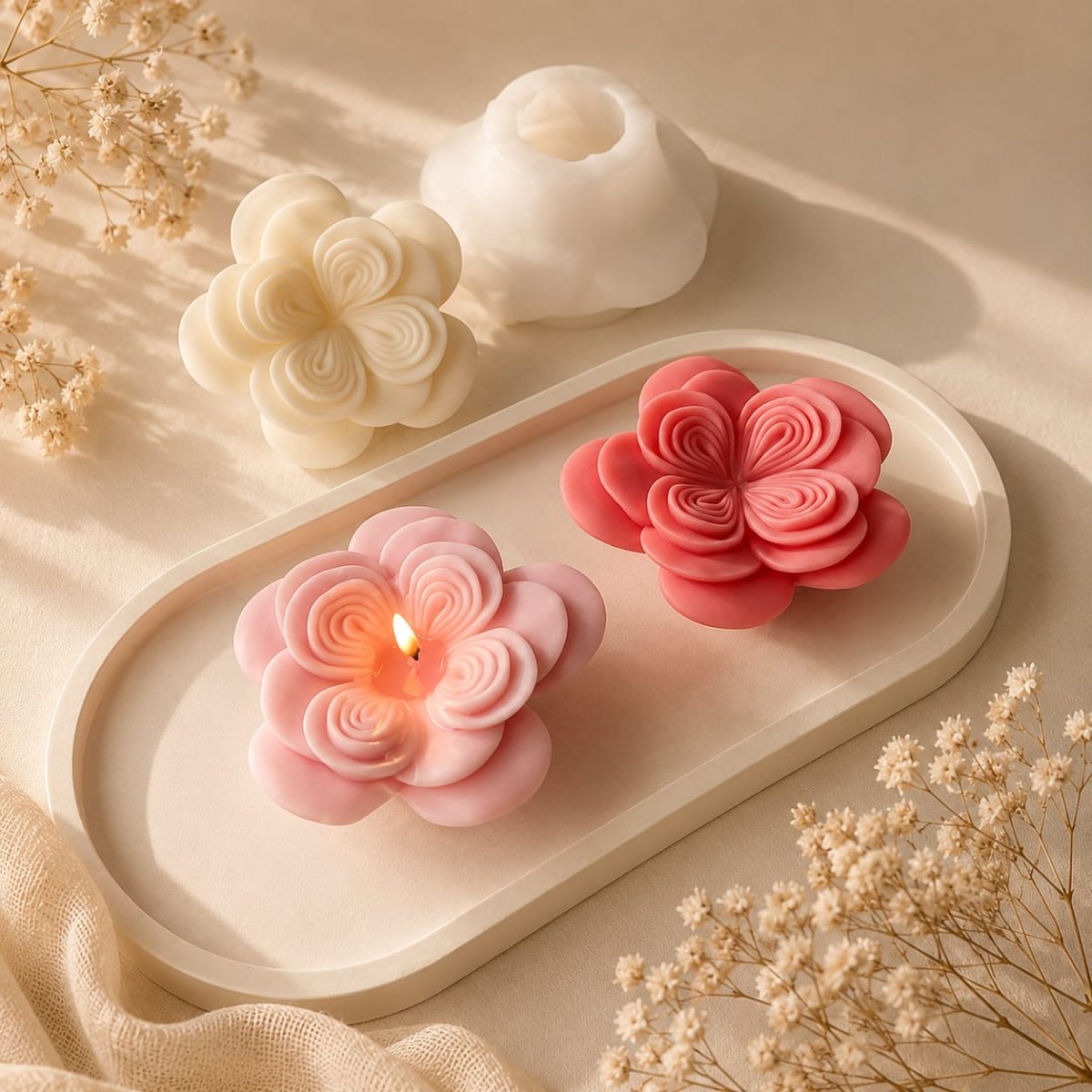 Lyba moulds Austin Origami Rose Flower Aromatherapy Candle Silicone Mould - Bakeware India