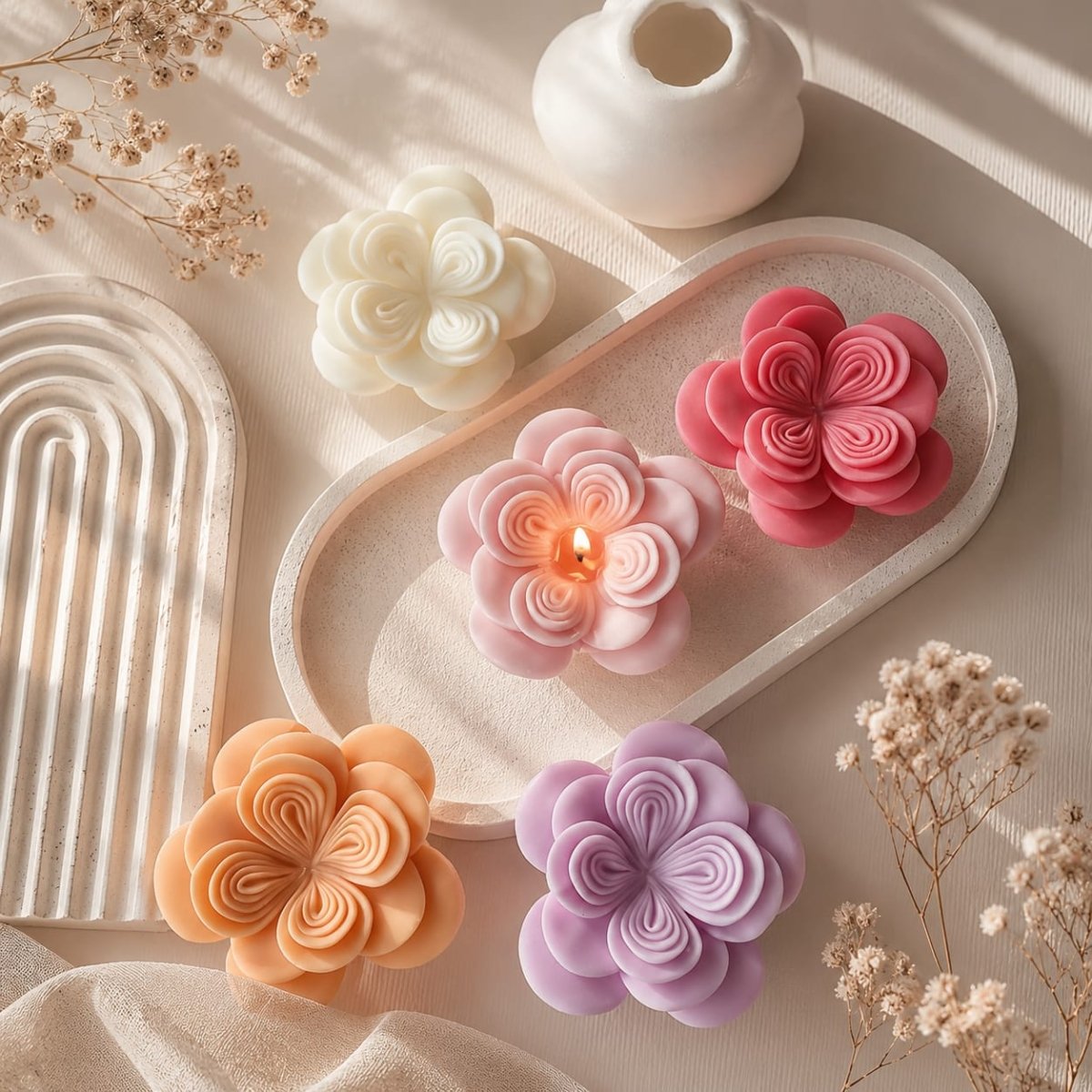 Lyba moulds Austin Origami Rose Flower Aromatherapy Candle Silicone Mould - Bakeware India