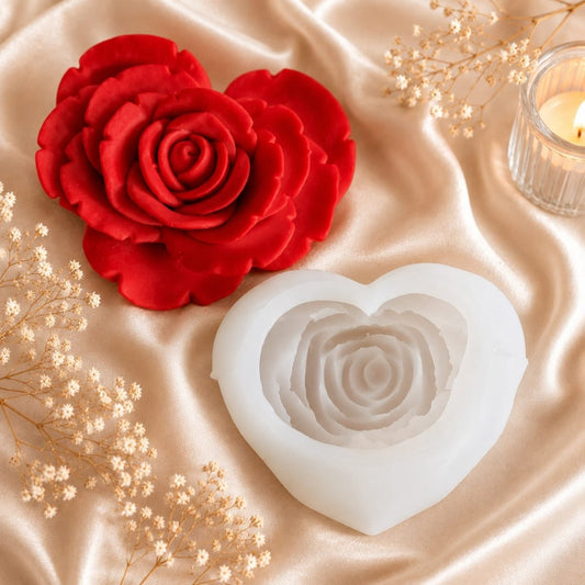 Lyba moulds Big Heart Rose Candle Silicone Mould - Bakeware India
