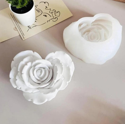 Lyba moulds Big Heart Rose Candle Silicone Mould - Bakeware India