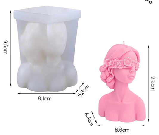 Lyba Moulds Blindfold Beautiful Lady Candle Silicone Mould - Bakeware India
