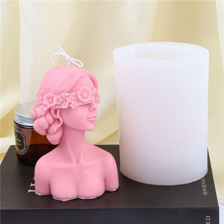 Lyba Moulds Blindfold Beautiful Lady Candle Silicone Mould - Bakeware India