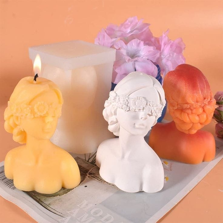 Lyba Moulds Blindfold Beautiful Lady Candle Silicone Mould - Bakeware India