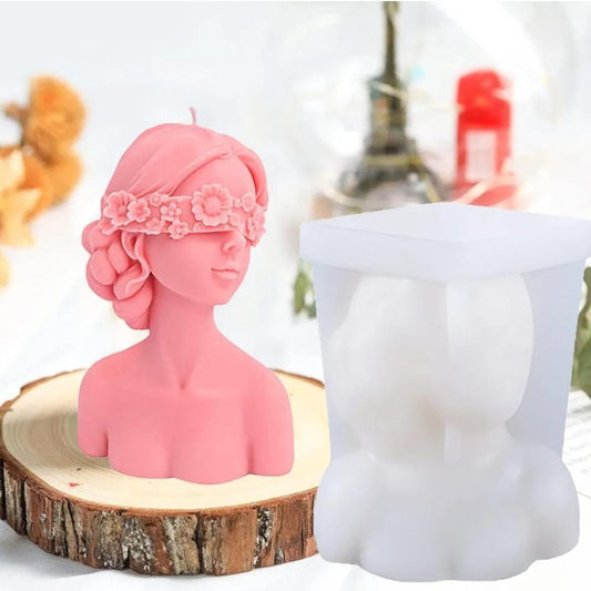 Lyba Moulds Blindfold Beautiful Lady Candle Silicone Mould - Bakeware India