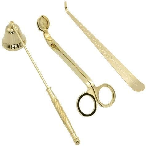 Lyba Moulds Candle Accessory Set ( Gold ) - Candle Wick Trimmer, Candle Snuffer, and Candle Wick Dipper Tools, 3pcs set - Bakeware India