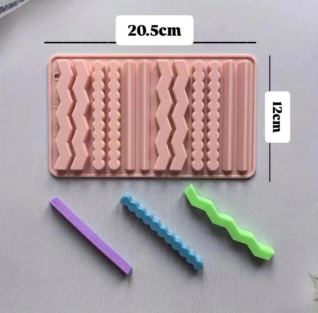 Lyba Moulds Chocolate Gummies Strip Candle Silicone Mould,12 Cavity - Bakeware India