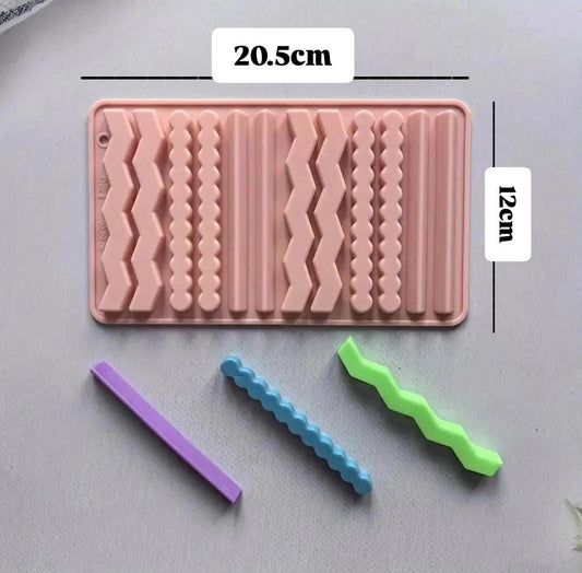 Lyba Moulds Chocolate Gummies Strip Candle Silicone Mould,12 Cavity - Bakeware India