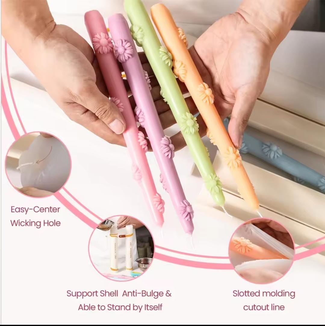 Lyba moulds Daisy Flower Taper Silicone Mould for Candle Chocolate - Bakeware India