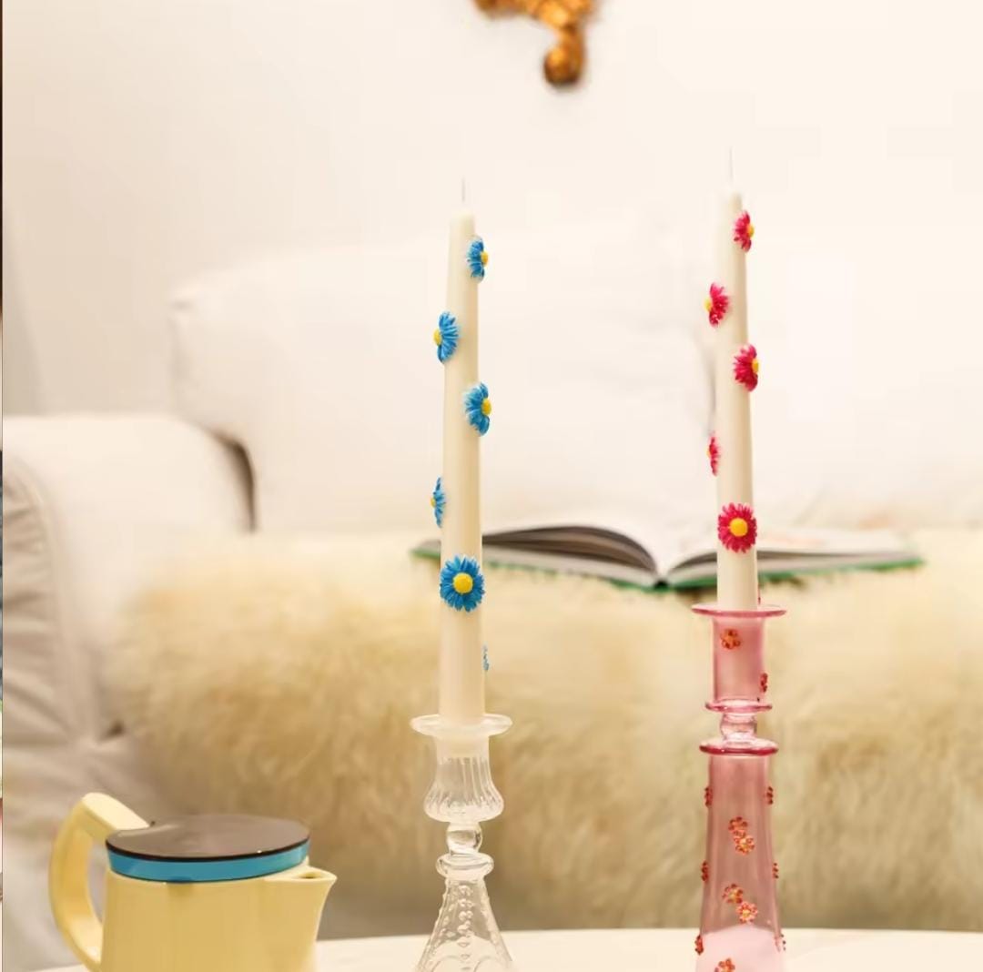 Lyba moulds Daisy Flower Taper Silicone Mould for Candle Chocolate - Bakeware India