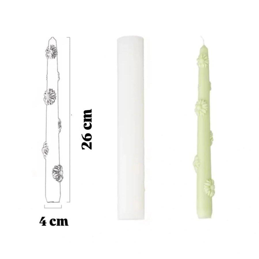 Lyba moulds Daisy Flower Taper Silicone Mould for Candle Chocolate - Bakeware India