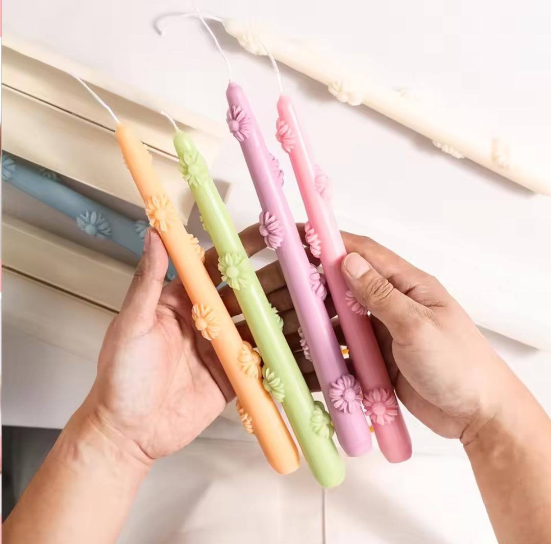 Lyba moulds Daisy Flower Taper Silicone Mould for Candle Chocolate - Bakeware India