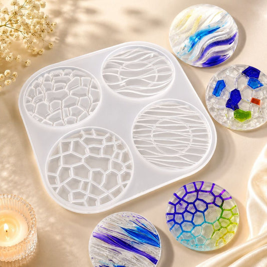 Lyba Moulds Designer Coaster Resin Silicone Mould 4 Cavity - Bakeware India