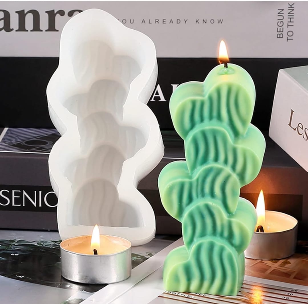 Lyba moulds Designer Heart pillar candle silicone mould - Bakeware India