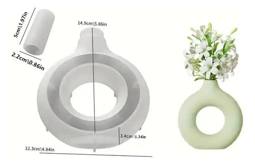 Lyba Moulds Donut Flower Vase Concrete Resin Candle Silicone Mould - Bakeware India