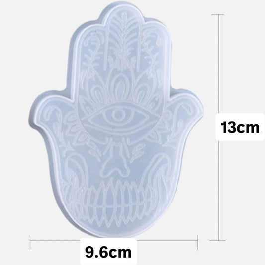 Lyba Moulds Fatima Hand Evil Eye Tray Coaster Resin Epoxy Silicone Mould - Bakeware India