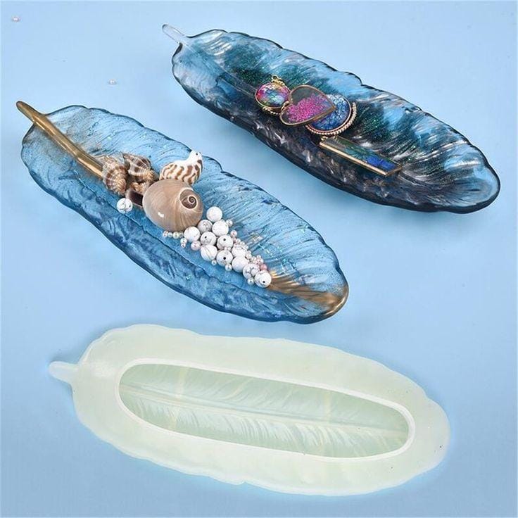 Lyba Moulds Feather Tray Mould Crystal Epoxy Resin Mould - Bakeware India