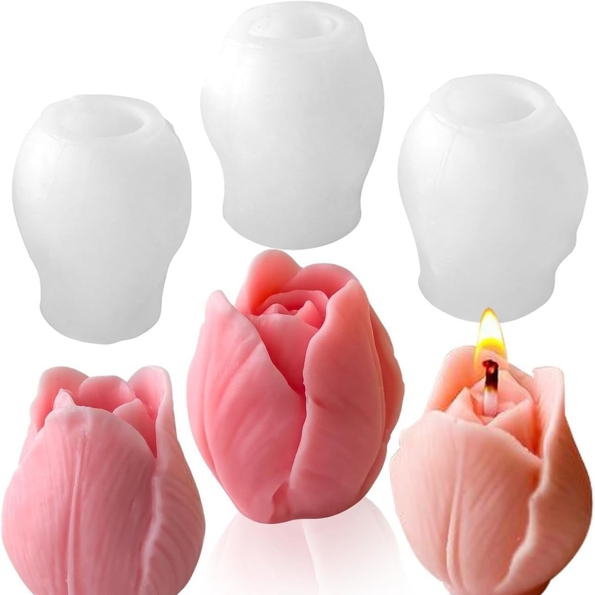 Lyba Moulds Floral Tulip Flower Silicone Mould, 3pcs - Bakeware India
