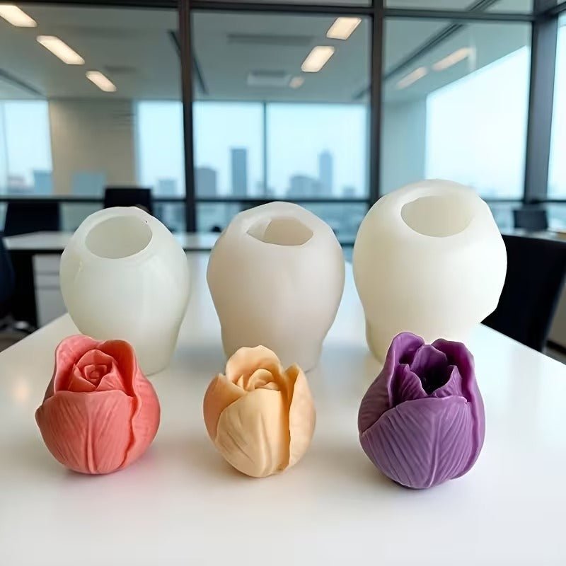 Lyba Moulds Floral Tulip Flower Silicone Mould, 3pcs - Bakeware India