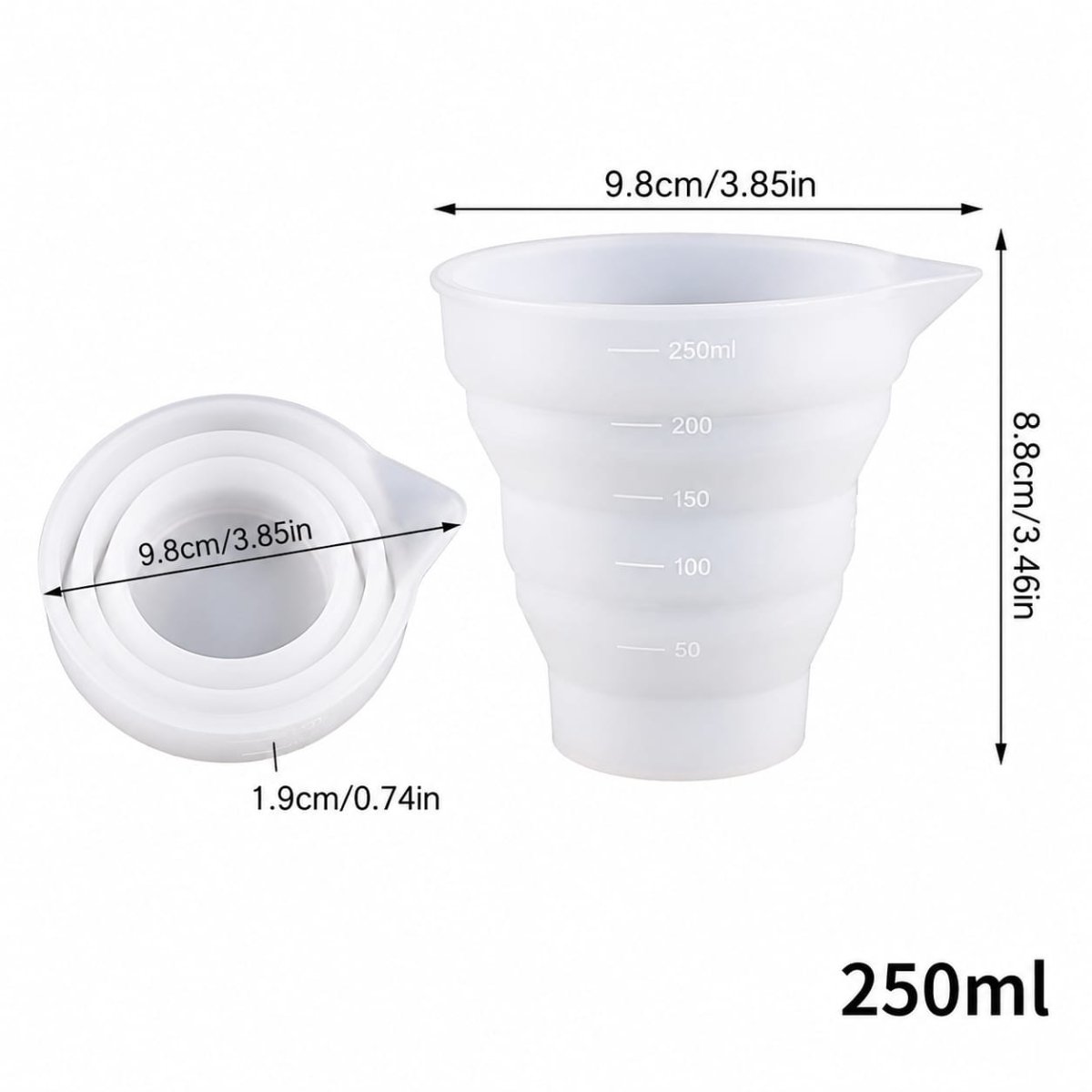 Lyba Moulds Foldable Silicone Pouring Cup Measuring Cup,250ml - Bakeware India