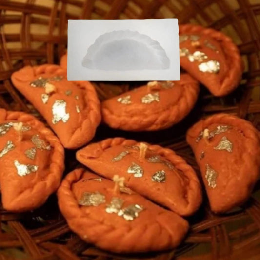 Lyba Moulds Gujiya Mithai Moulds Fondant Candle Silicone Fondant Mould, Single Cavity - Bakeware India