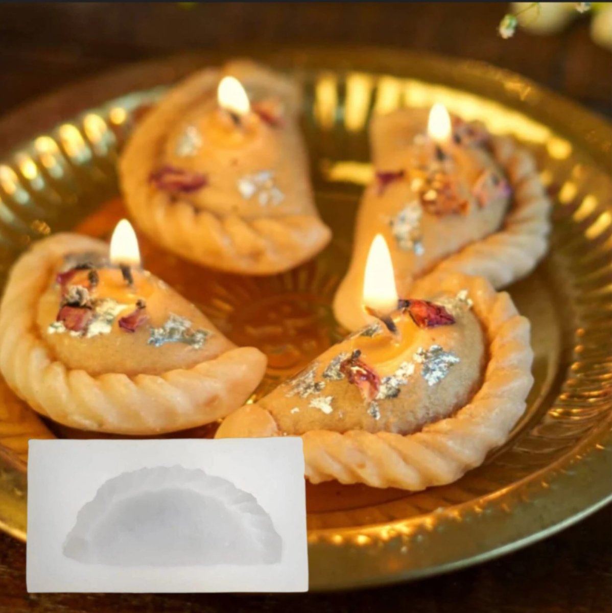 Lyba Moulds Gujiya Mithai Moulds Fondant Candle Silicone Fondant Mould, Single Cavity - Bakeware India