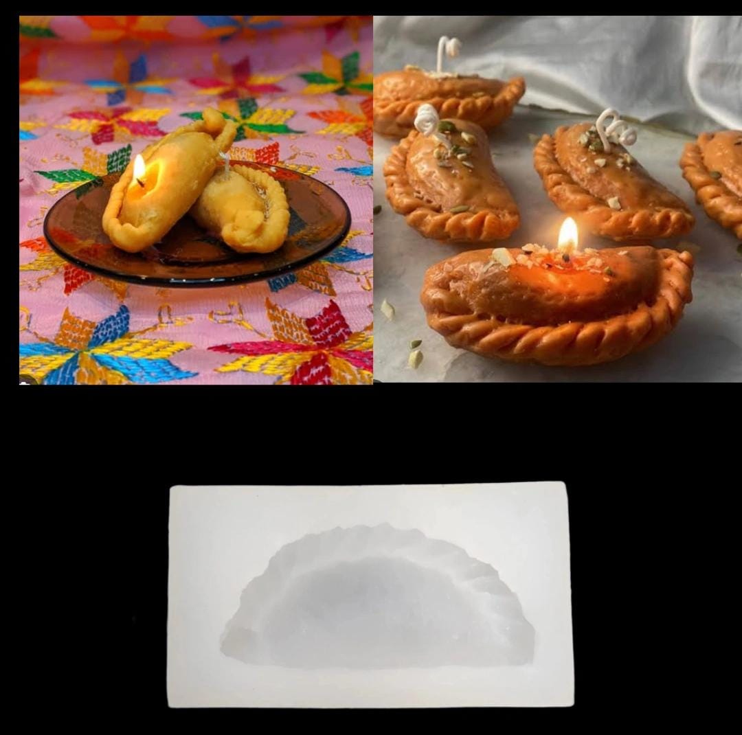 Lyba Moulds Gujiya Mithai Moulds Fondant Candle Silicone Fondant Mould, Single Cavity - Bakeware India