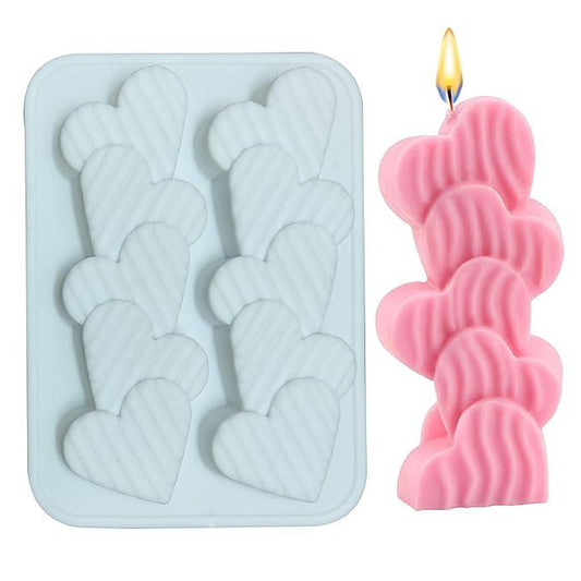 Lyba Moulds Heart Pillar Candle Silicone Mould, 2 Cavity - Bakeware India