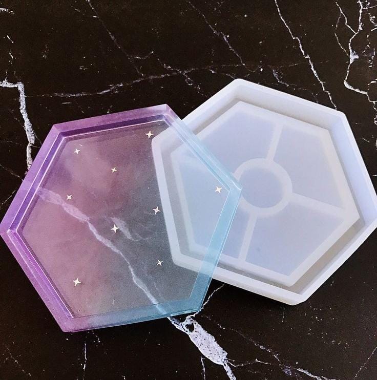 Lyba Moulds Hexagon Tray Coaster Epoxy Resin Silicone Mould - Bakeware India