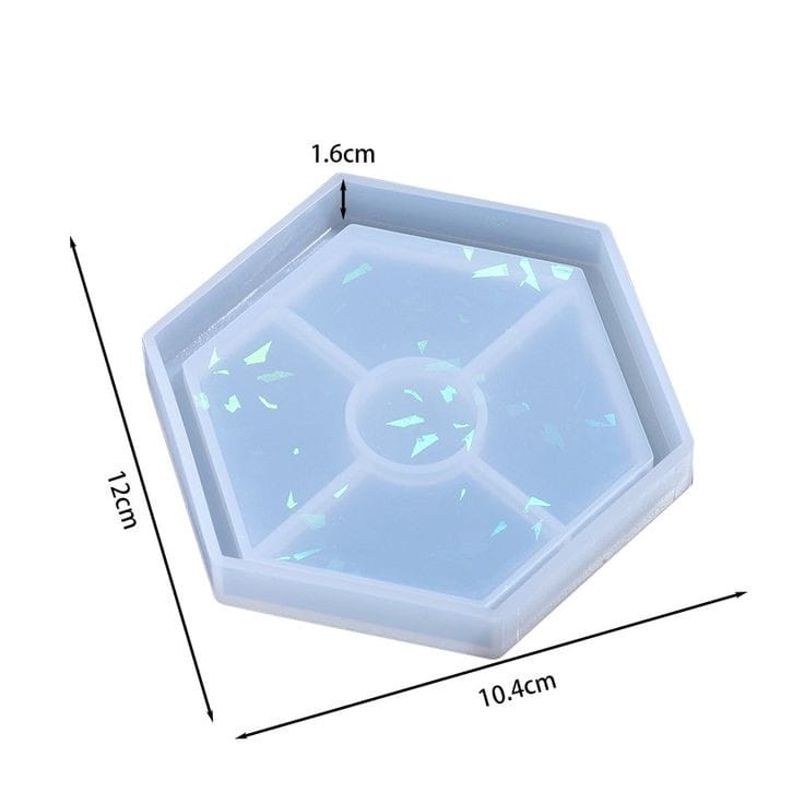 Lyba Moulds Hexagon Tray Coaster Epoxy Resin Silicone Mould - Bakeware India