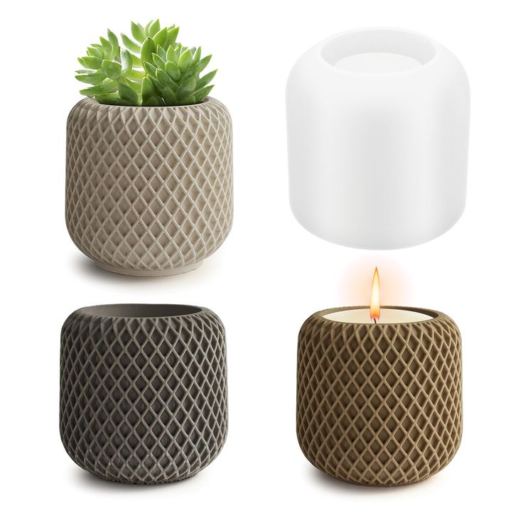 Lyba Moulds Irregular Mesh Pot Jar Candle Resin Silicone Mould - Bakeware India