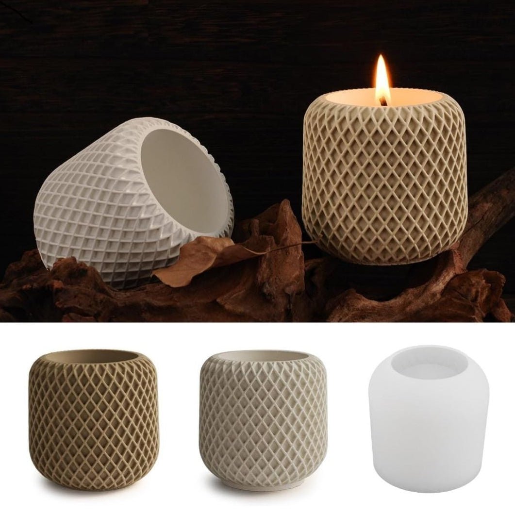 Lyba Moulds Irregular Mesh Pot Jar Candle Resin Silicone Mould - Bakeware India