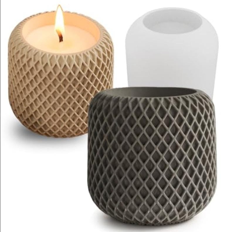 Lyba Moulds Irregular Mesh Pot Jar Candle Resin Silicone Mould - Bakeware India