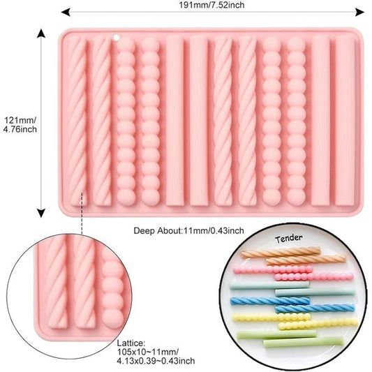 Lyba Moulds Long Stripes Line Lace Silicone Mould Candle Mould ,12 cavity - Bakeware India