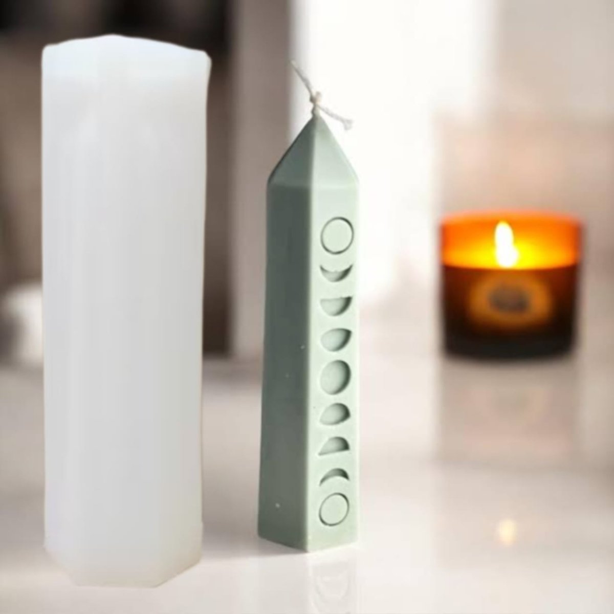 Lyba Moulds Moon Phases Pyramid Candle Pillar Silicone Mould - Bakeware India