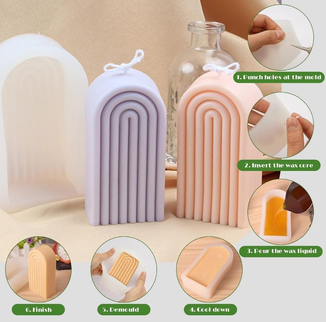 Lyba moulds Rainbow Arch Striped U - Shaped Abstract Candle Resin Silicone Moulds for Soap - Bakeware India