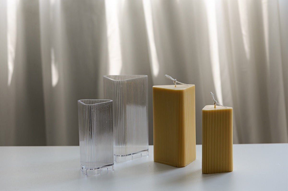 Lyba Moulds Ribbed Prism Triangle Polycarbonate Pillar Candle Mould (Select Size) - Bakeware India