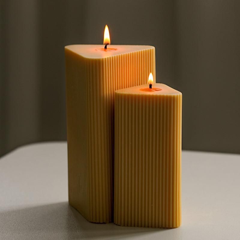 Lyba Moulds Ribbed Prism Triangle Polycarbonate Pillar Candle Mould (Select Size) - Bakeware India