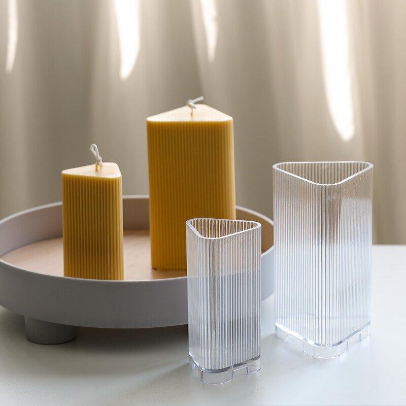 Lyba Moulds Ribbed Prism Triangle Polycarbonate Pillar Candle Mould (Select Size) - Bakeware India