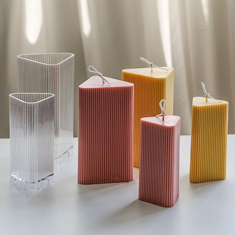 Lyba Moulds Ribbed Prism Triangle Polycarbonate Pillar Candle Mould (Select Size) - Bakeware India