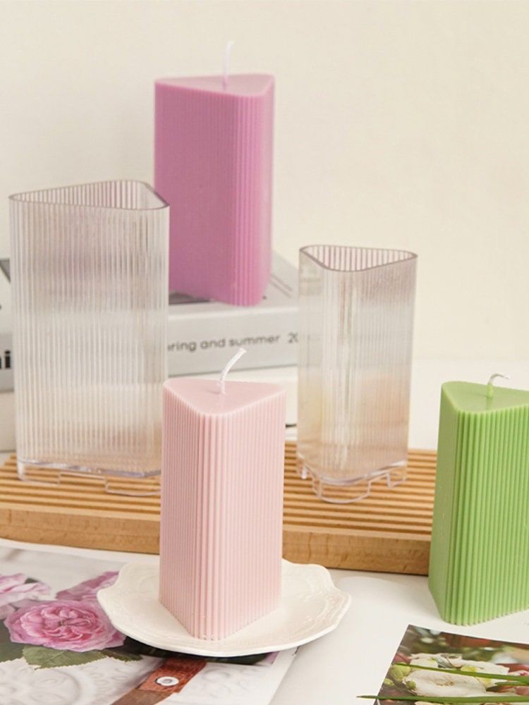 Lyba Moulds Ribbed Prism Triangle Polycarbonate Pillar Candle Mould (Select Size) - Bakeware India