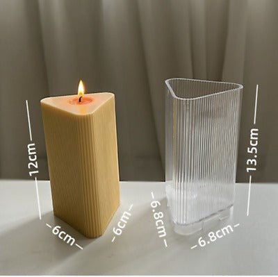 Lyba Moulds Ribbed Prism Triangle Polycarbonate Pillar Candle Mould (Select Size) - Bakeware India