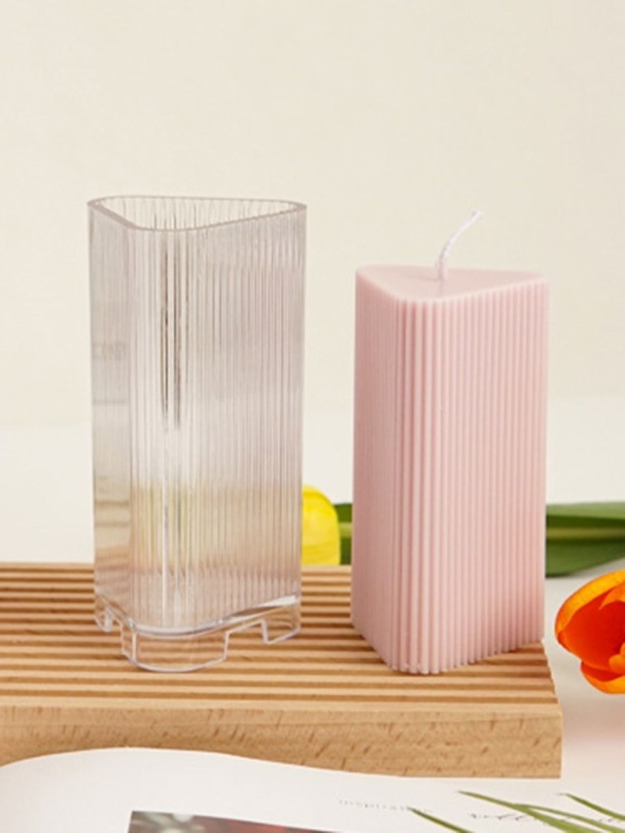 Lyba Moulds Ribbed Prism Triangle Polycarbonate Pillar Candle Mould (Select Size) - Bakeware India