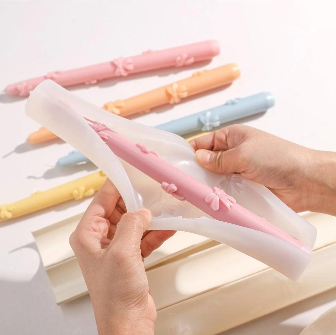 Lyba moulds Ribbon Bow Taper Silicone Mould for Candle Chocolate - Bakeware India