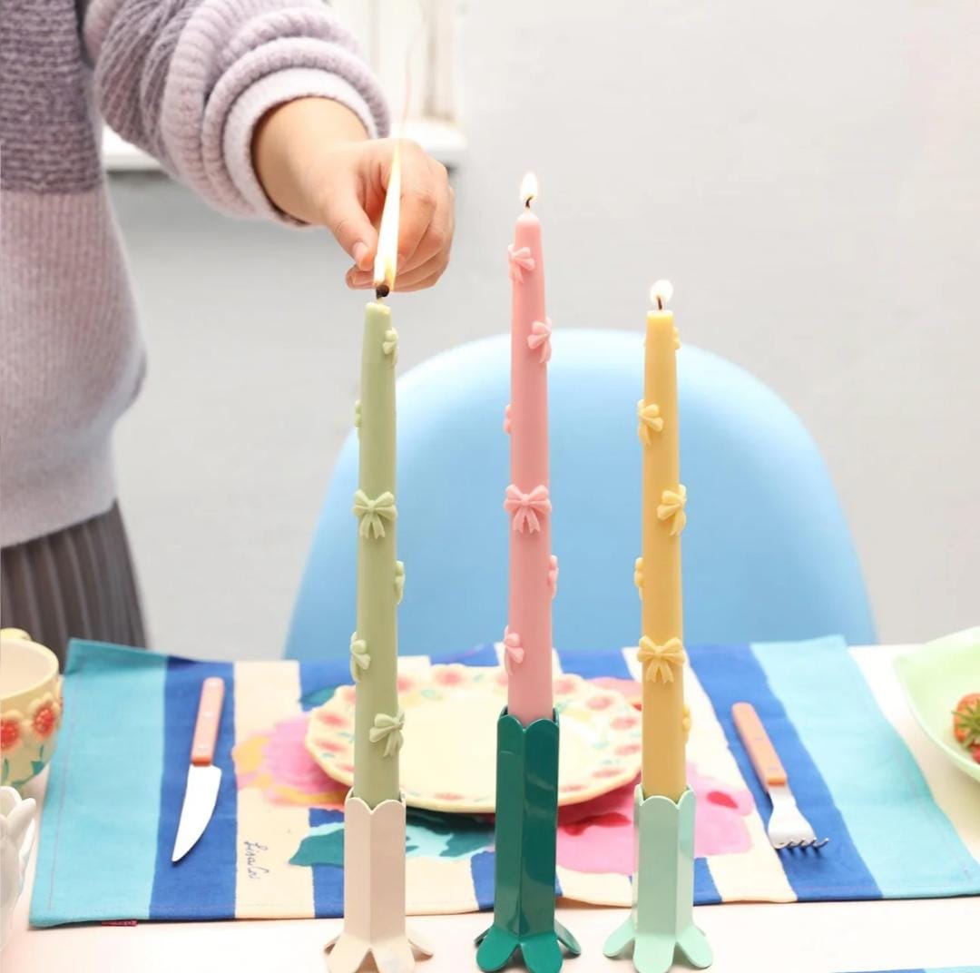 Lyba moulds Ribbon Bow Taper Silicone Mould for Candle Chocolate - Bakeware India